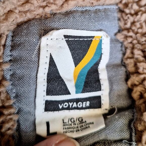 Voyager Men's Large Blue Plaid Super Plush Sherpa Lined Snap Shirt jacket - Picture 6 of 8